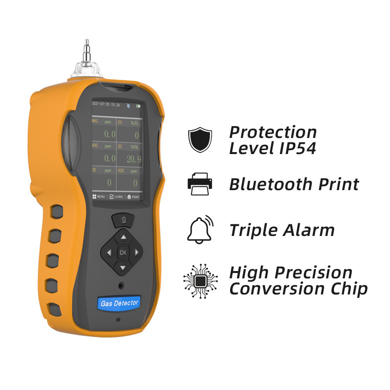 Detector de gás portátil do SO2 do NH3 NO2 do voc do pid do CO2 do CO H2S da exposição de TFT LCD multi para o teste de impermeabilidade do gás